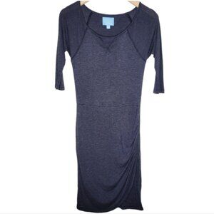 CeCe Cynthia Steffe Heather Gray 1/2 Sleeve Gathered Side Dress Size S